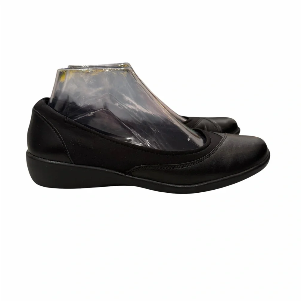 Cobbie Cuddlers Elanor Black Leather Slip-On Flat Comfort Shoe Sz 7W